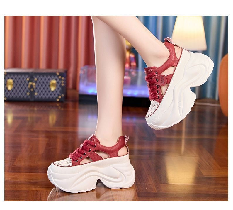 Damen Plateau-Sneaker mit luftiger Oberflächenstruktur und bequemer Dämpfung R&B