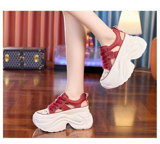 Damen Plateau-Sneaker mit luftiger Oberflächenstruktur und bequemer Dämpfung R&B