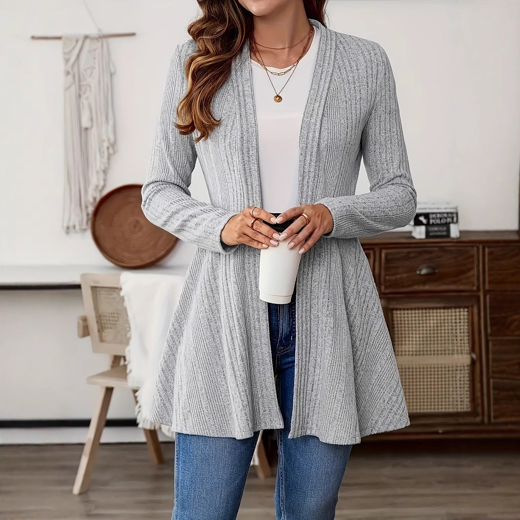 Damen Lange Strickjacke mit schwingendem Saum R&B