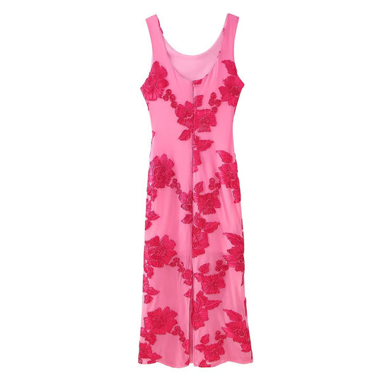 Damen Maxikleid mit floralem Stickmuster und elegantem Schnitt R&B