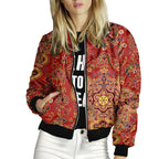 Damen trendiger Bomberjacke mit buntem Mandala-Muster R&B