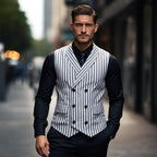 Herren elegante Weste mit doppelter Knopfleiste und klassischen Streifen