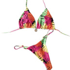 Damen Triangel-Bikini mit tropischem Blättermuster R&B
