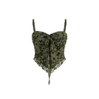 Damen Spitzentop mit floralen Akzenten und asymmetrischem Schnitt R&B
