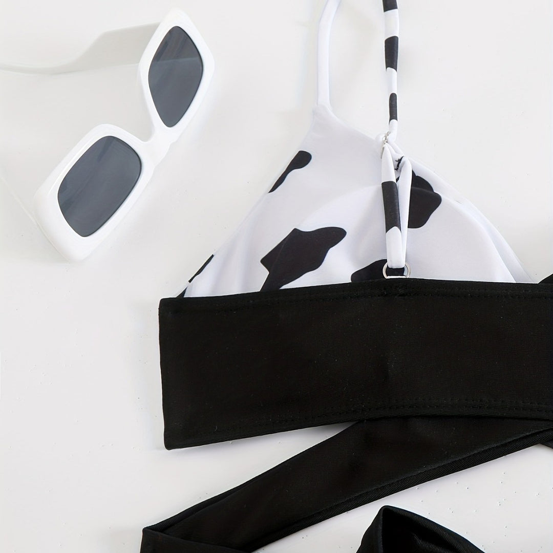 Damen Triangel-Bikini mit sportlichem Knoten-Design R&B