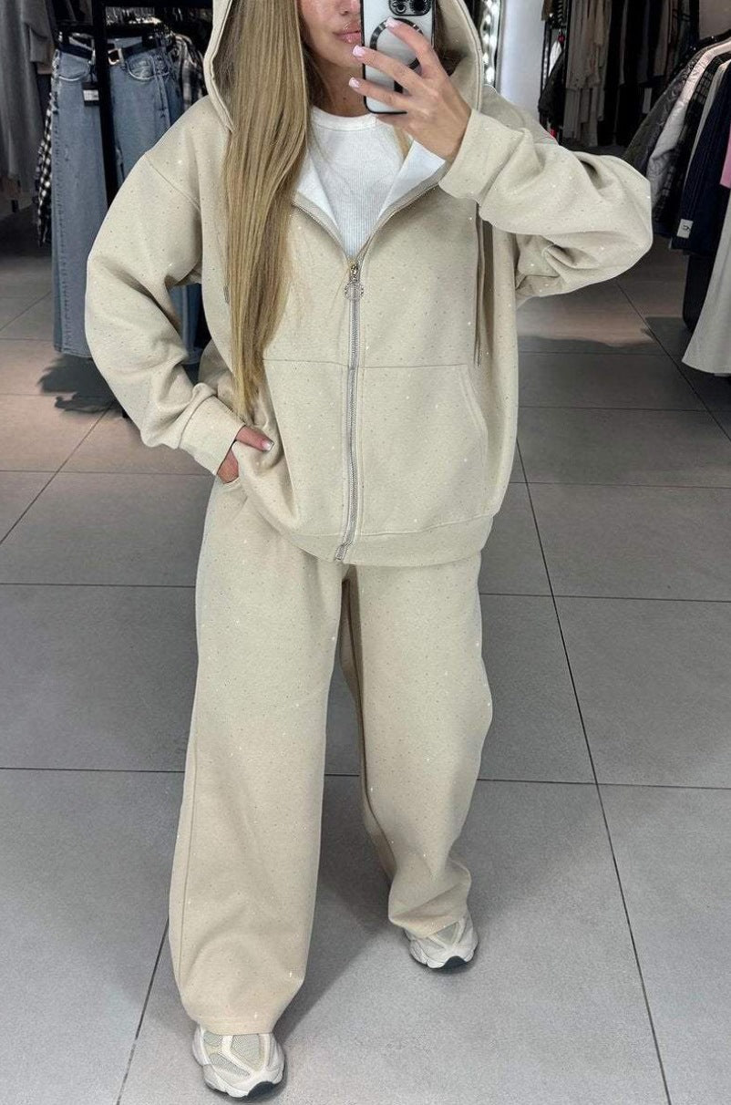 Damen Sportliches Sweat-Outfit mit Kapuze und weiter Passform R&B
