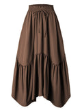 Damen Maxi-Rock mit kreativem Volantdesign und elastischem Bund R&B