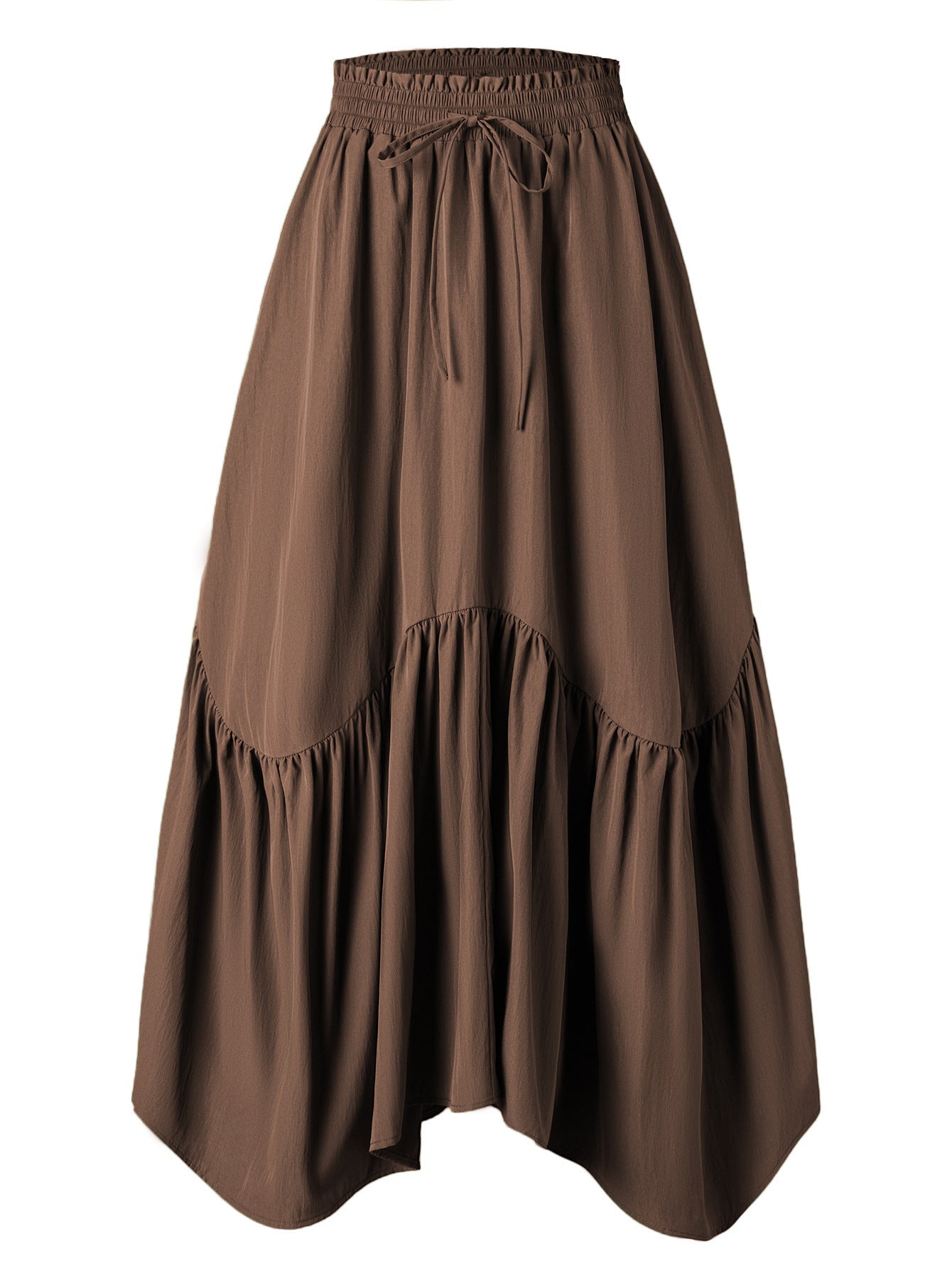 Damen Maxi-Rock mit kreativem Volantdesign und elastischem Bund R&B
