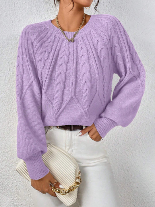 Damen Strickpullover mit Zopfmuster und weitem Schnitt R&B