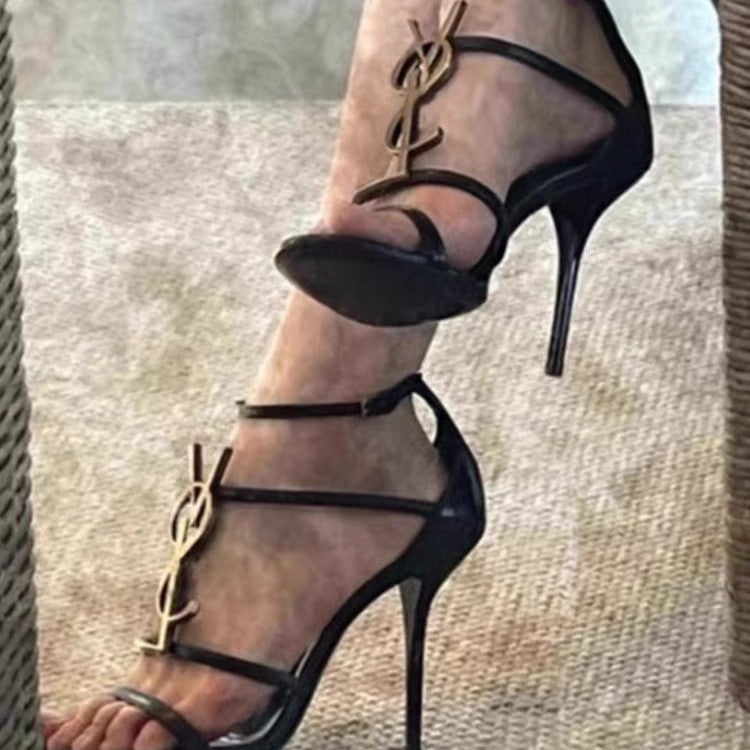 Damen elegante High Heel Sandalen mit zierlichen Riemchen und glamourösen Akzenten R&B