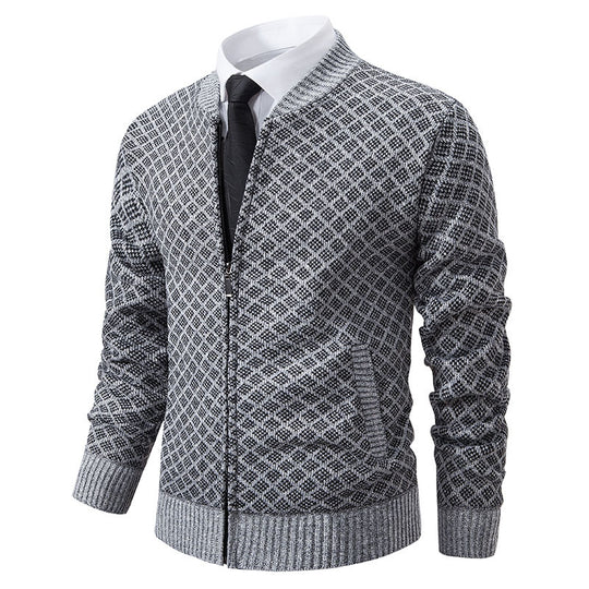 Herren Strickjacke mit modernem Zippverschluss und strukturiertem Design R&B