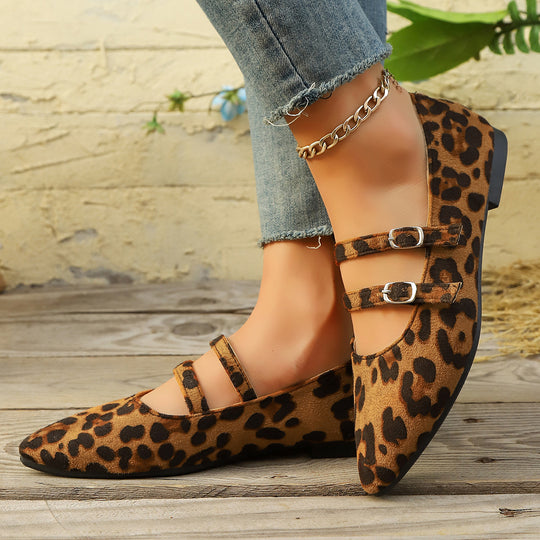 Damen elegante Ballerinas mit doppeltem Riemen und spitzem Design R&B