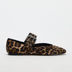 Damen elegante Ballerinas mit Leopardenmuster und verstellbarem Riemen R&B