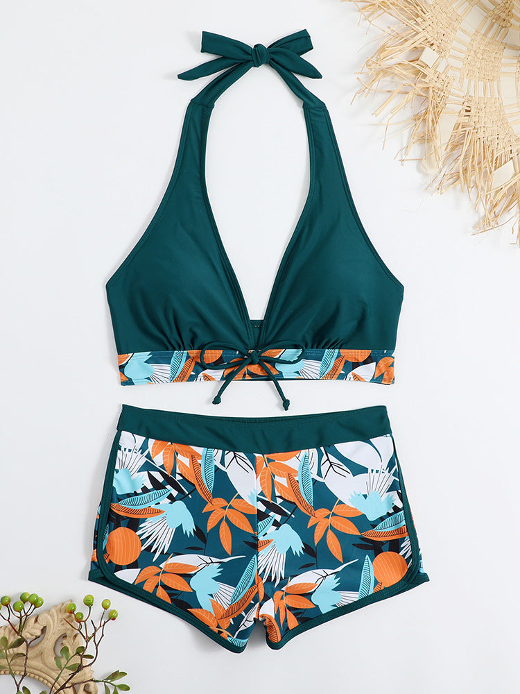 Damen Sportliches Bikini-Set mit verstellbarem Haltertop und Shorts R&B