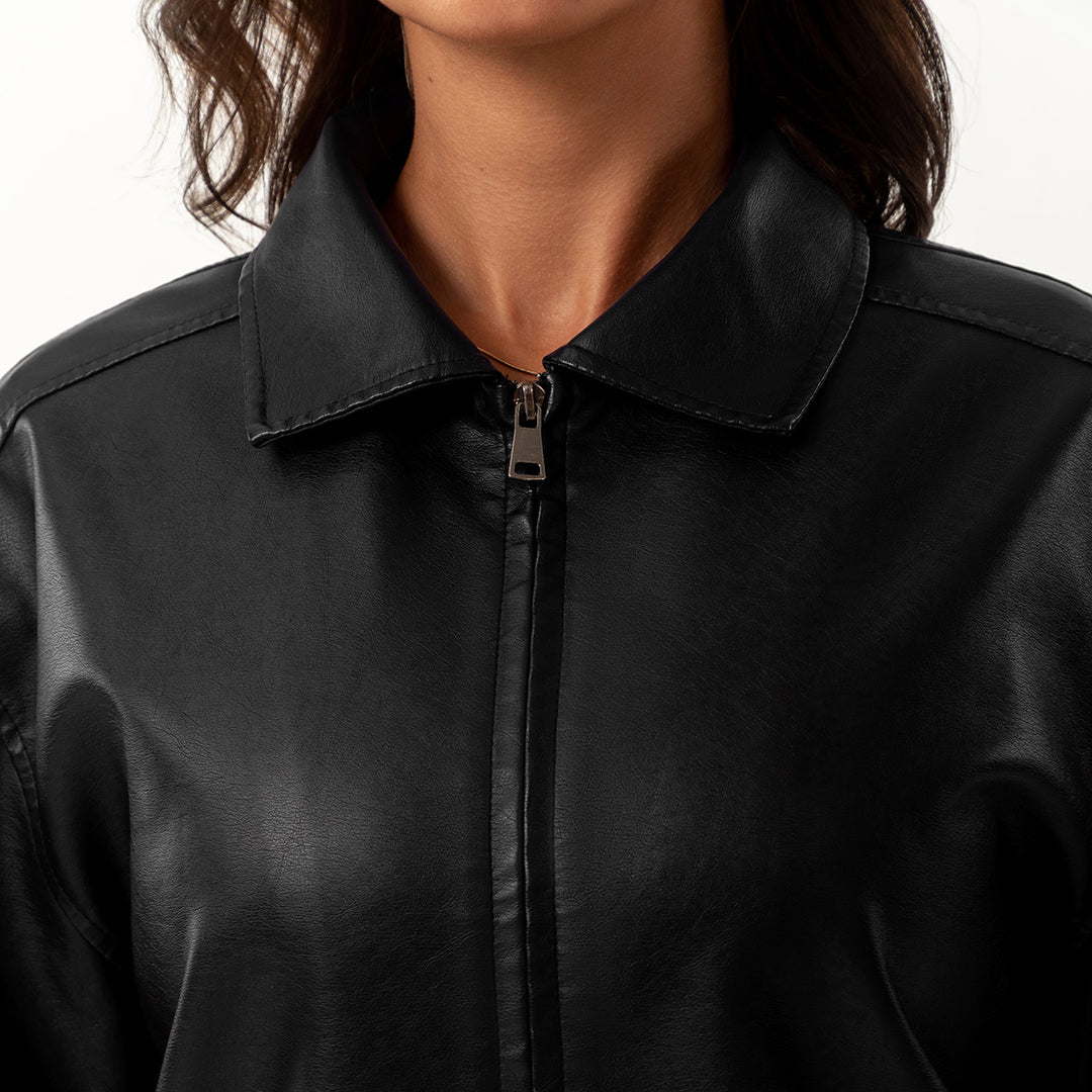 Damen lässige Satinjacke mit modernem Schnitt und praktischen Taschen R&B