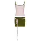 Damen Sportliches Top und Minirock-Set mit verstellbarem Bund R&B