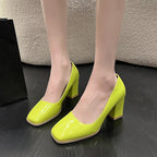 Damen elegante Pumps mit quadratischer Zehenkappe und hohem Blockabsatz R&B