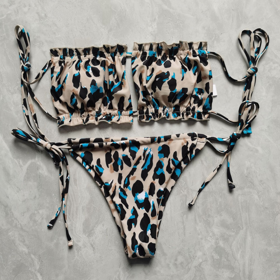 Damen Bandeau-Bikini mit voluminösen Rüschendetails R&B