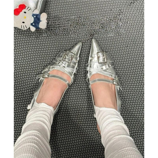 Damen elegante spitze Ballerinas mit Schnallenverzierung R&B