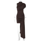 Damen Elegantes asymmetrisches Minikleid mit Drapierung und seitlichem Schlitz R&B