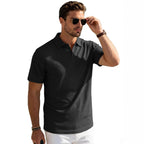 Herren nan elegantes Kurzarm-Polo aus strukturierter Micro-Jacquard-Baumwollmischung mit formstabilem Hemdkragen R&B