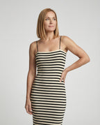 Damen figurbetontes geripptes Maxikleid mit schmalen Spaghettiträgern R&B