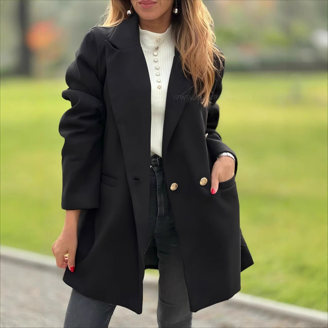 Damen Eleganter Langblazer mit herausragenden Knöpfen R&B