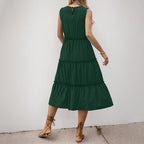 Damen Midikleid mit voluminösen Rüschendetails und Elastikbund