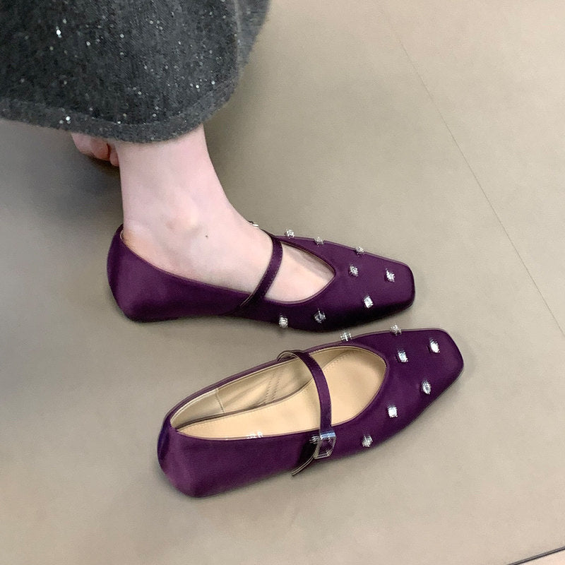 Damen Ballerinas mit dekorativen Strassdetails und komfortablem Riemchen R&B