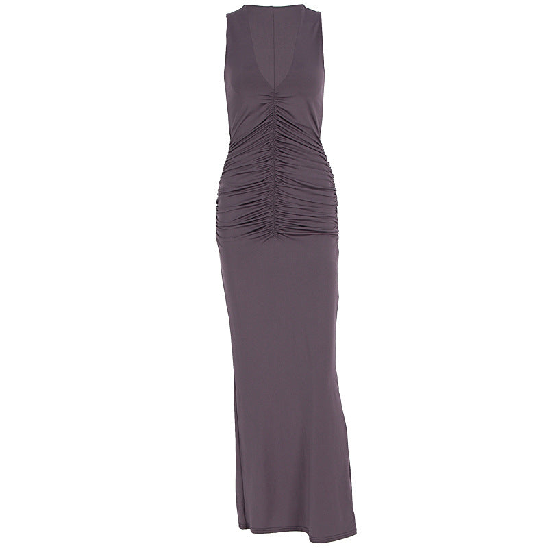Damen figurbetontes Maxikleid mit raffiniertem Rüschendetail R&B