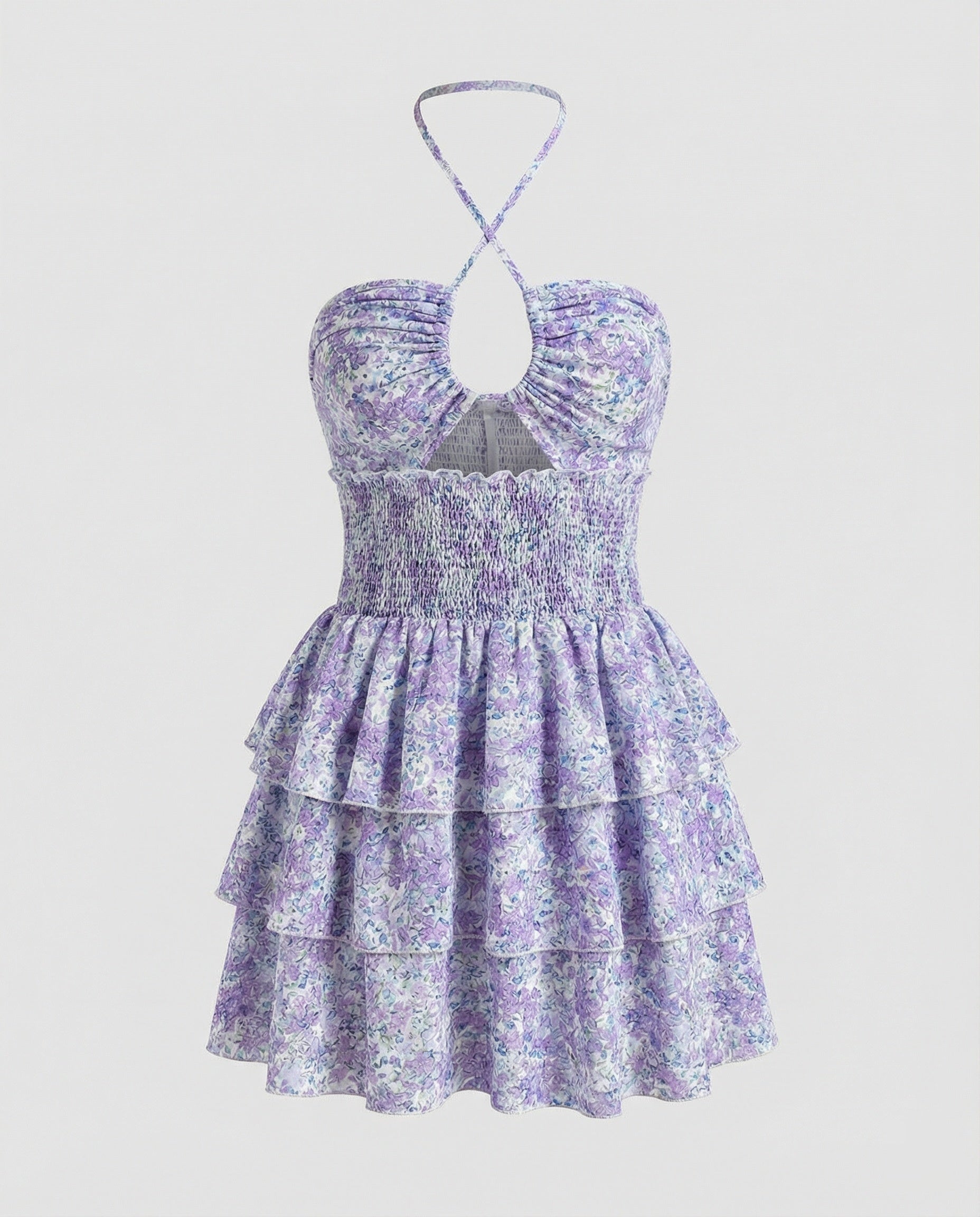 Damen Sommerkleid trägerlos mit Volantrock