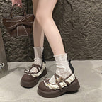 Damen Komfortable Plateau-Mules mit dekorativen Riemen und Schleifen-Detail R&B