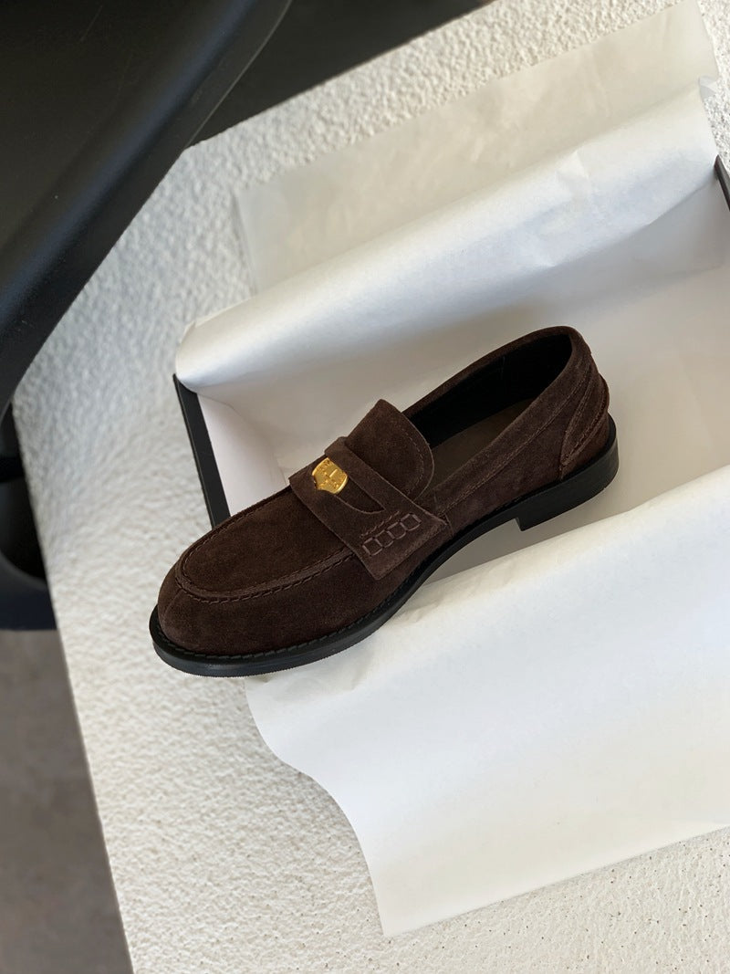 Damen Mokassins aus weichem Wildleder mit elegantem Goldakzent R&B