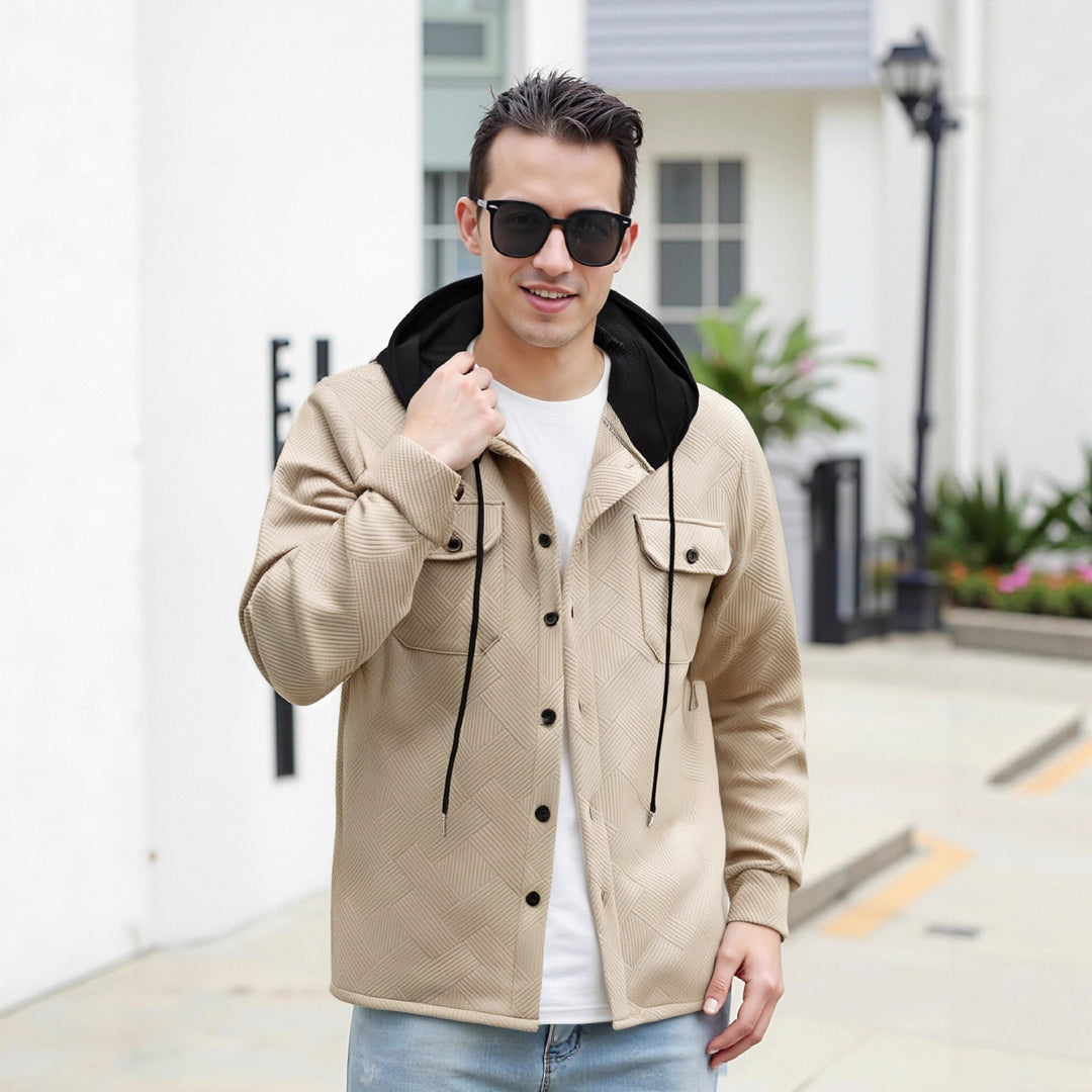 Herren modische Hybrid-Jacke mit abnehmbarer Kapuze und praktischen Taschen R&B