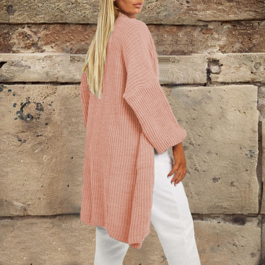 Damen Grobstrick-Cardigan mit weitem Schnitt und praktischen Taschen R&B