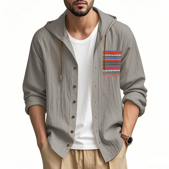 Herren Kapuzenshirt mit verspieltem Design und praktischer Knopfleiste R&B