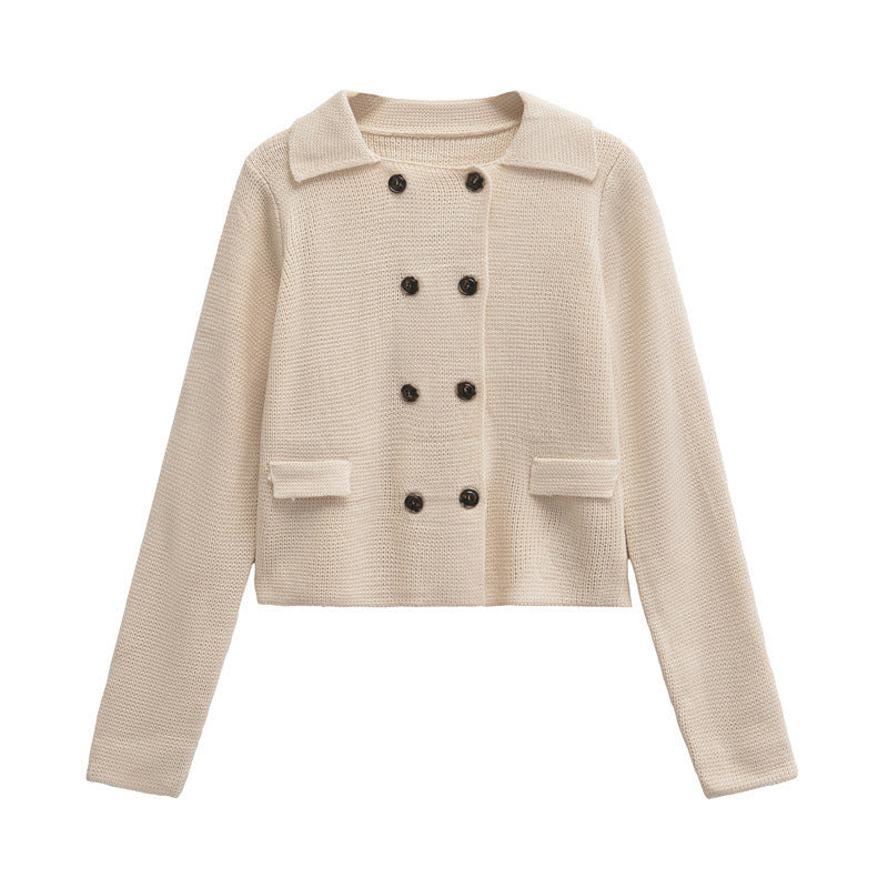 Damen elegante Kurzjacke mit doppelt knöpfbarem Verschluss und Taschen R&B