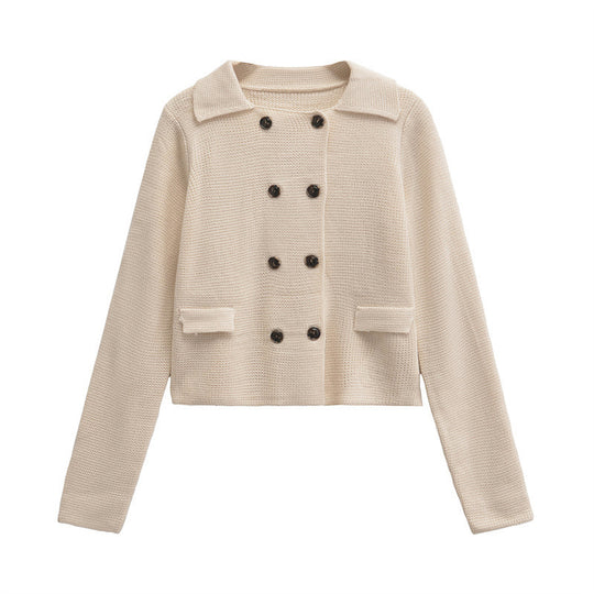 Damen elegante Kurzjacke mit doppelt knöpfbarem Verschluss und Taschen R&B