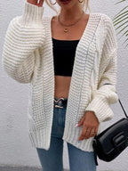 Damen Grobstrick-Cardigan mit tiefen Taschen und lässigem Schnitt R&B