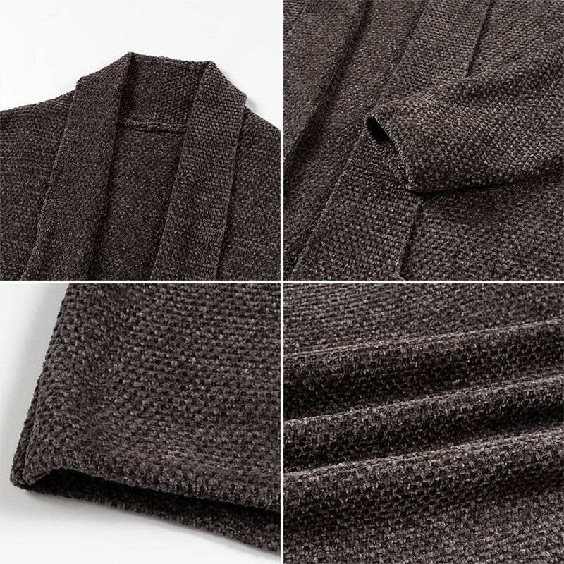 Damen lässige Strickjacke mit offenem Kragen und modernen Details R&B