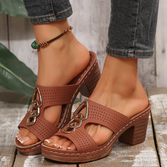 Damen offene Mules mit dekorativen Details R&B
