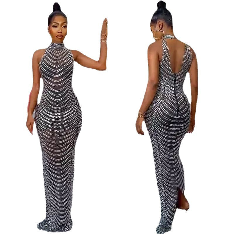 Damen Glamouröses Pailletten-Maxikleid mit figurbetontem Schnitt und schickem Rückenausschnitt R&B