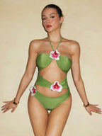 Damen Einteiliger Badeanzug mit floralen Akzenten und verspieltem Cut-Out R&B
