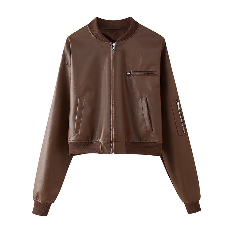 Damen Bikerjacke aus hochwertigem Kunstleder R&B