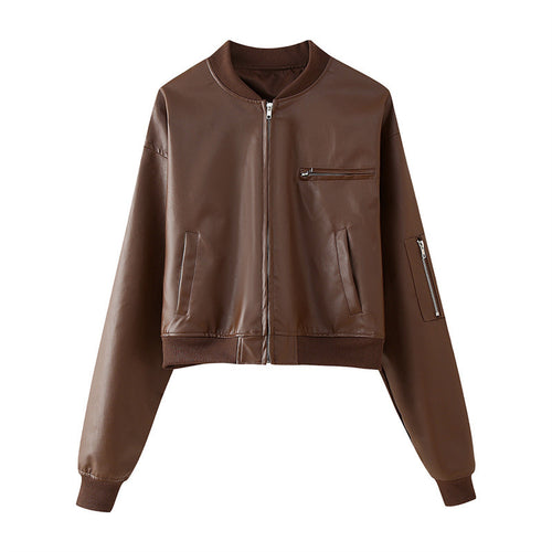 Damen Bikerjacke aus hochwertigem Kunstleder R&B