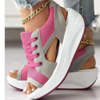 Damen Sportliche Wedge-Sandalen mit atmungsaktivem Mesh-Obermaterial R&B