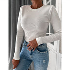 Damen Langarm-Shirt mit strukturierter Oberfläche und figurbetonter Passform R&B