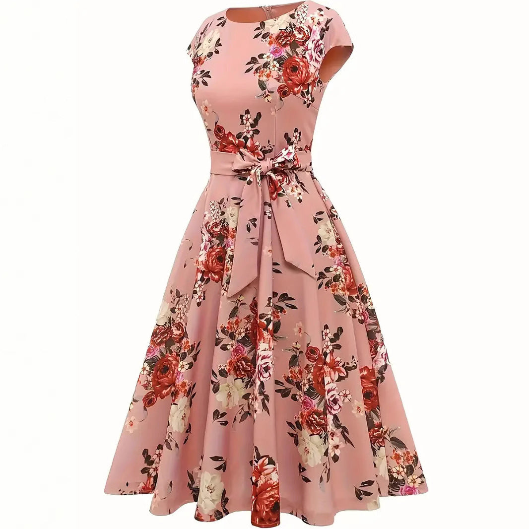 Damen Midi-Kleid mit tailliertem Schnitt und floralem Design R&B