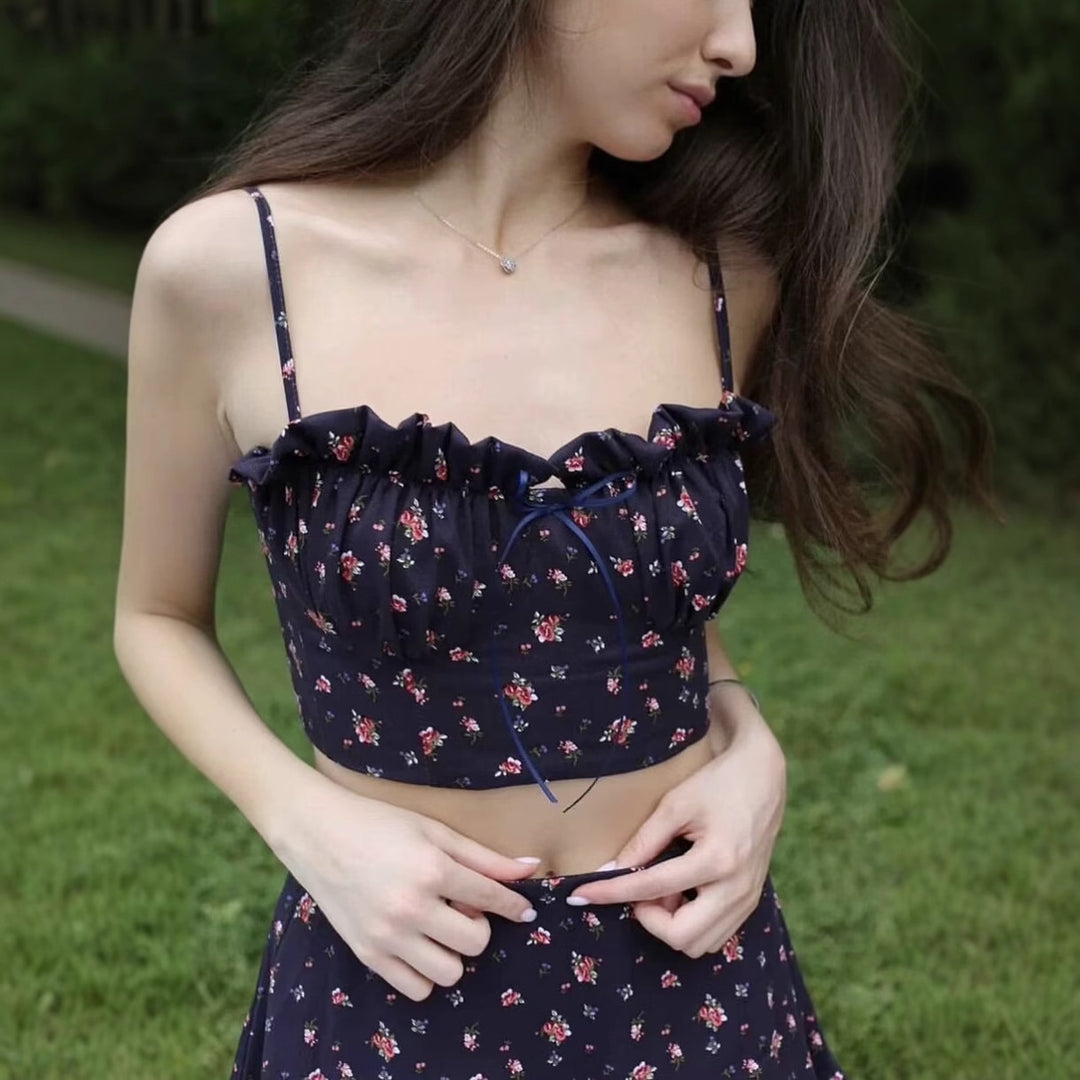 Damen Rock mit voluminösen Rüschendetails und floralem Design R&B