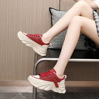 Damen modische Chunky Sneakers mit verstärktem Sohlenprofil und atmungsaktiver Obermaterialstruktur R&B